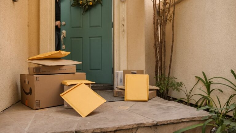 Online order parcels delivered to a front door